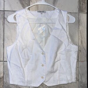 Madewell White Sleeveless Button-Up Top